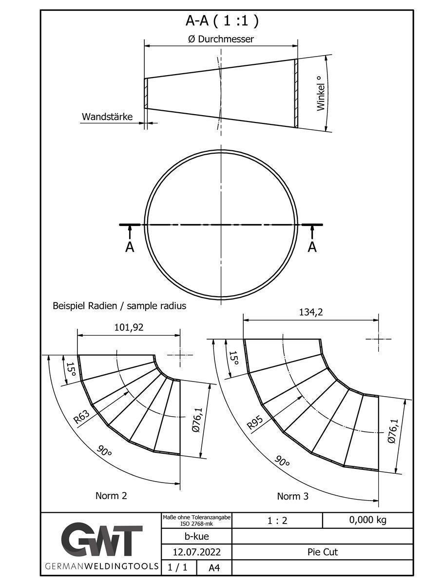 Zapfensegment Ø48,3x1,5 -  Norm 3 - Radius R57 - Winkelsegment 9 ° - VA