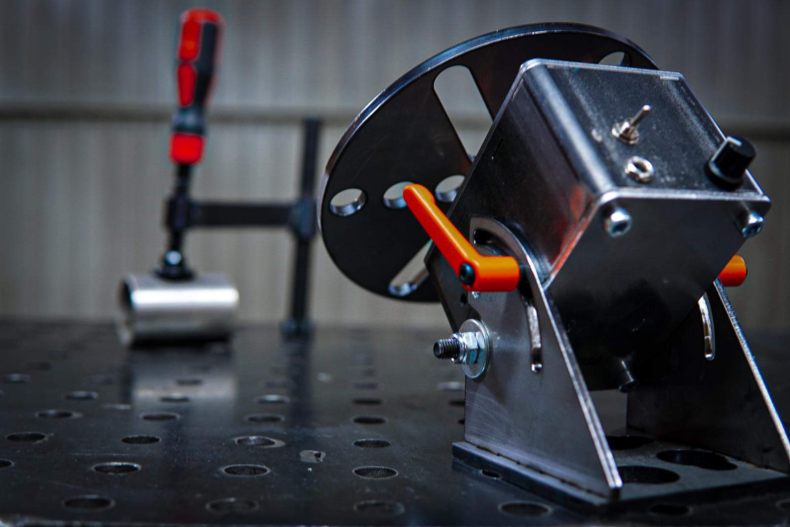 Rotary Table with Power Supply, Foot Pedal, and Chuck