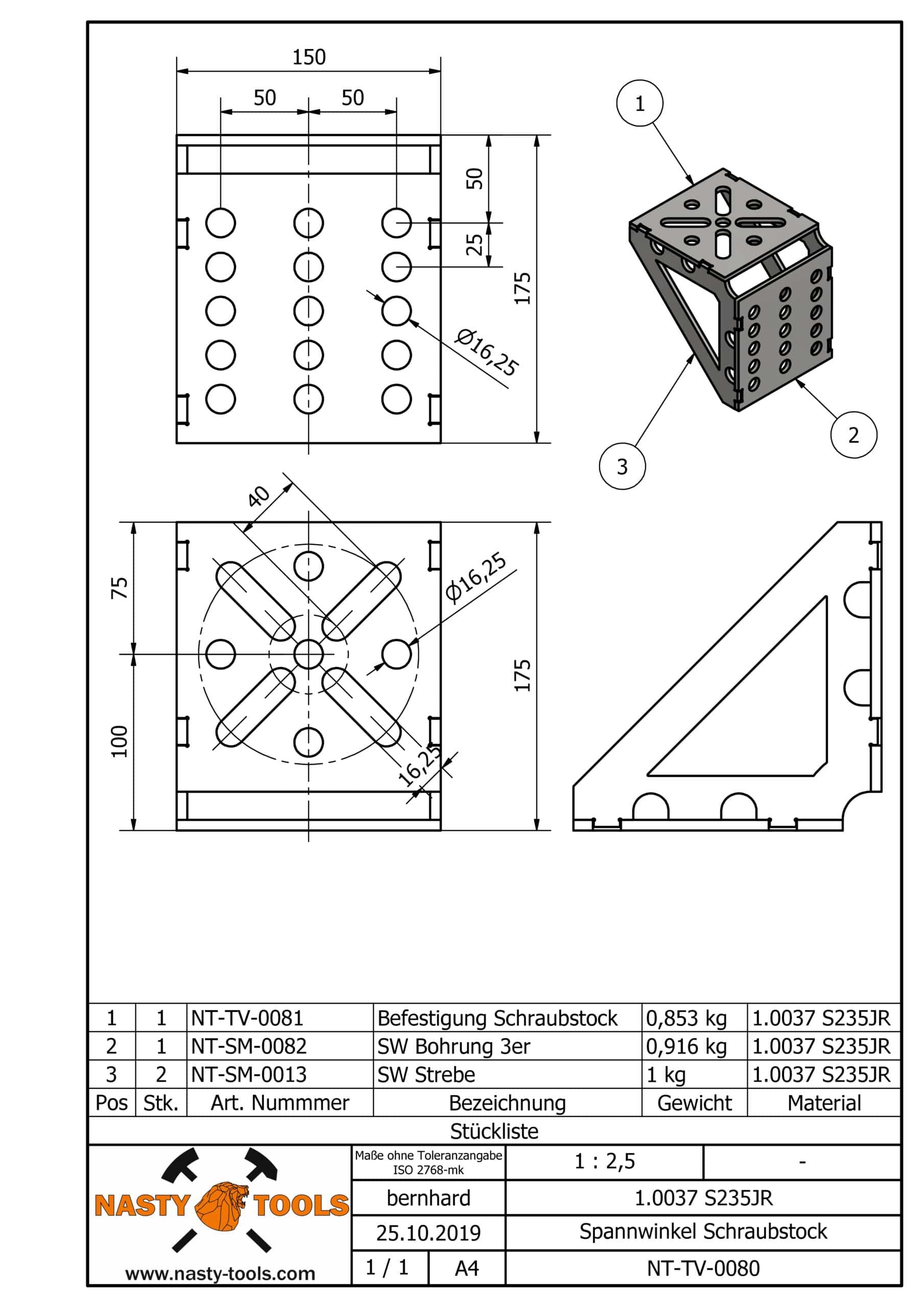 Schraubstockadapter 175x175x150