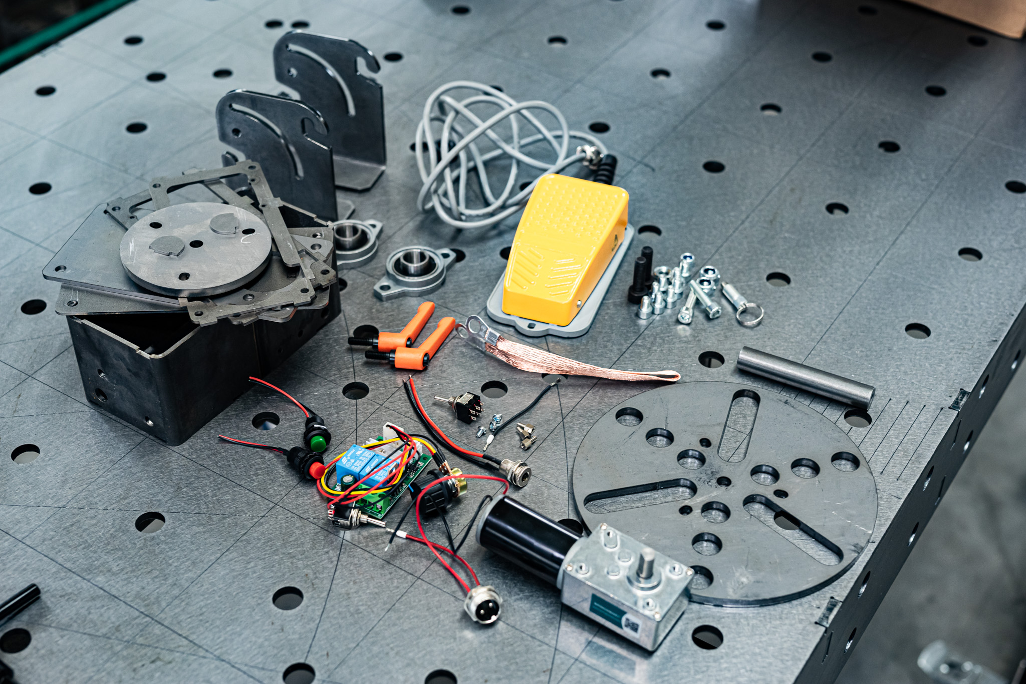 Rotary Table with Power Supply, Foot Pedal, and Chuck