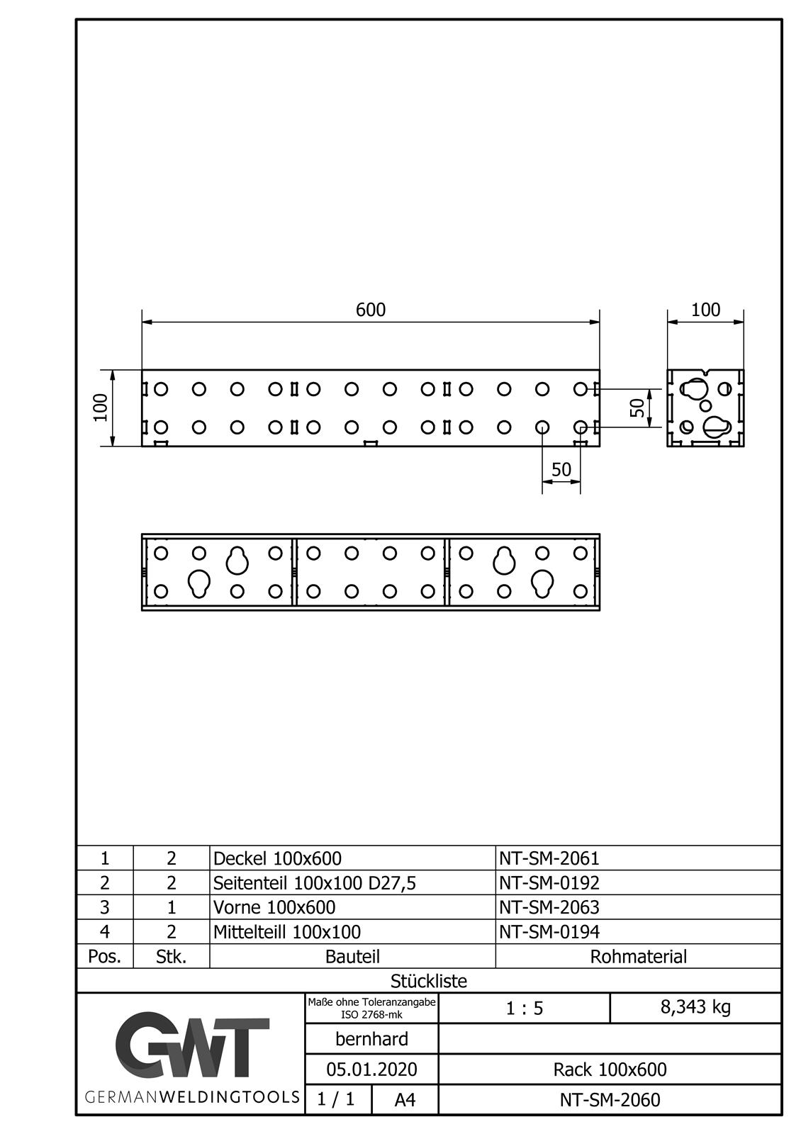 Rack 600x100x100