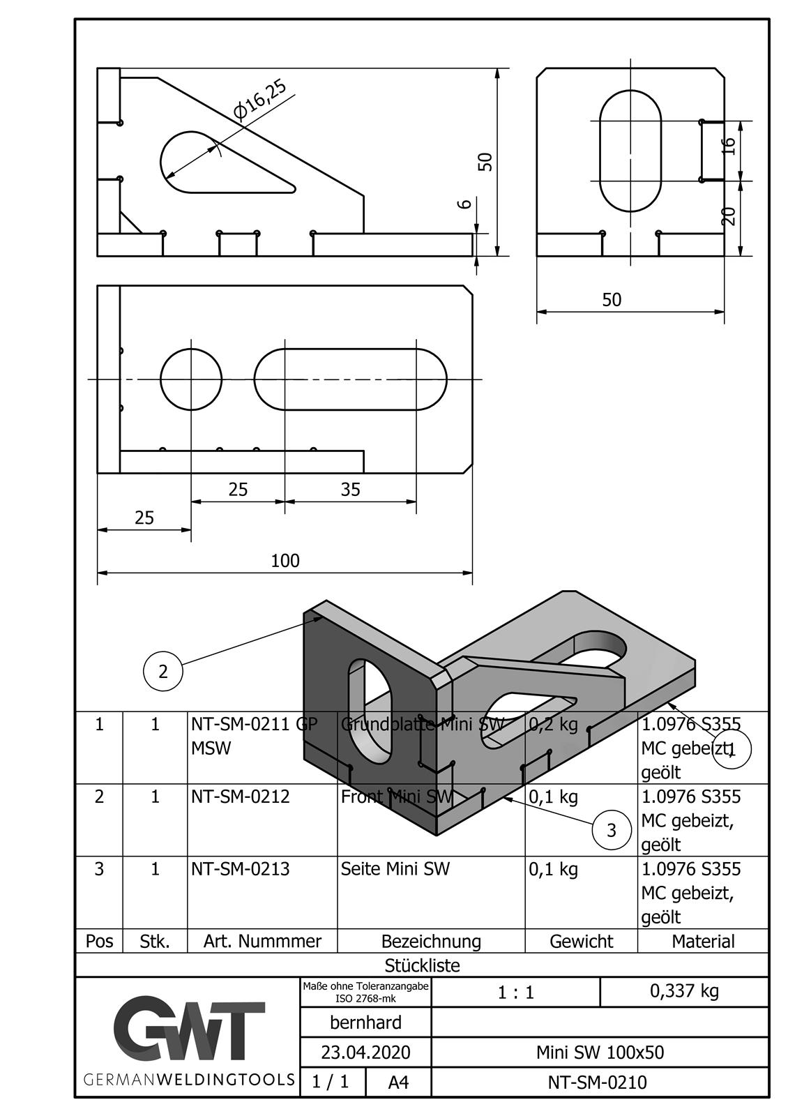 Clamping Angle 100x50x50 Stainless Steel